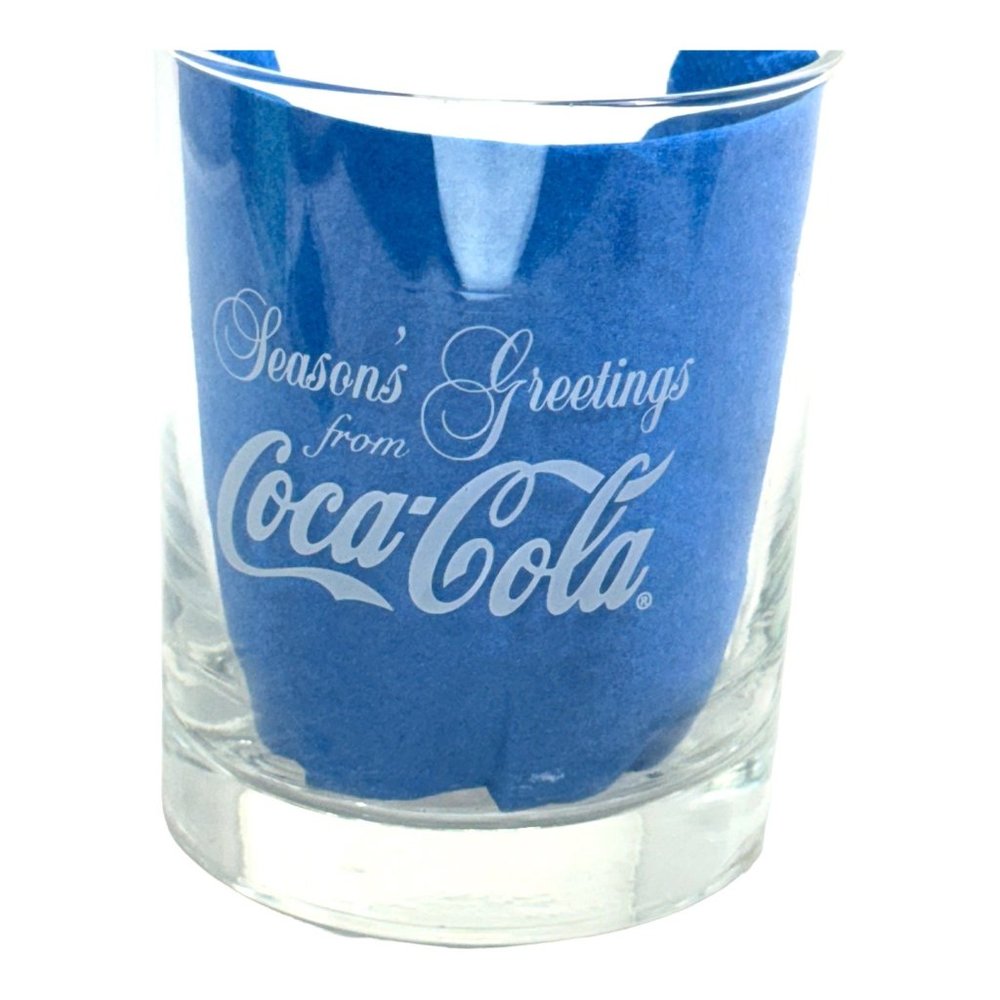 Coca-Cola Seasons Greetings Vintage Bells & Holly Rocks Glasses Set of 4 - Picture 6 of 7